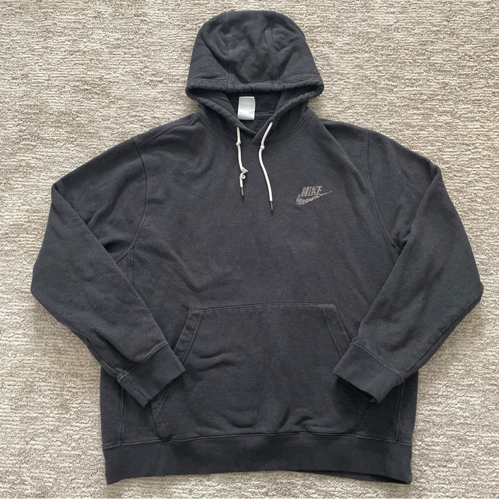 Nike Sportswear Club Fleece Hoodie Sweatshirt Men’s Large Gray Speckled Logo